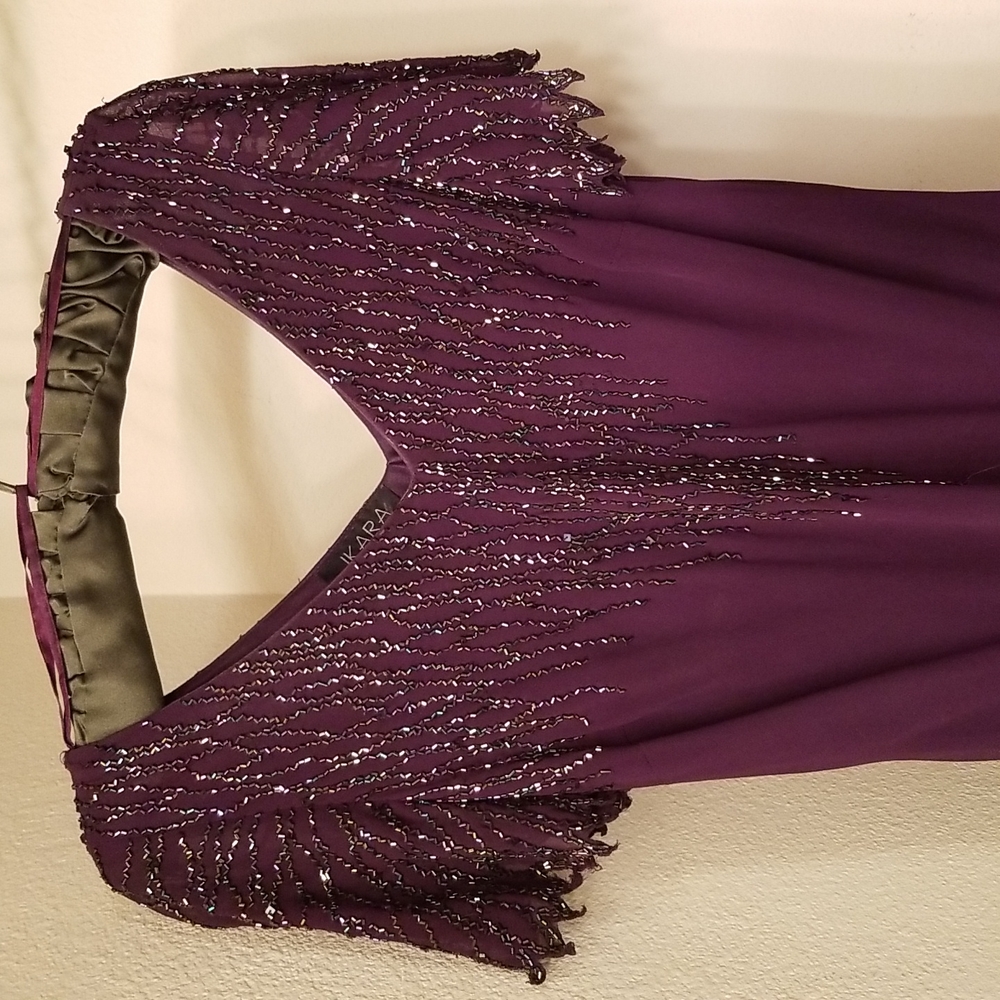 J Kara Women's Dress A-Line Beaded Handkerchief Hem Midibrand: J Kara